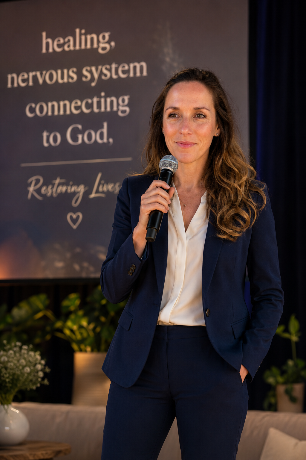 Erin Jean speaking on stage — Christian nervous system educator and guide